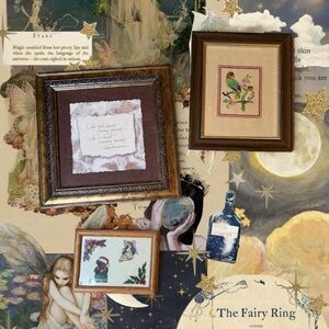 Vintage Cottagecore Grandmacore Stitch Framed Wall Art Set